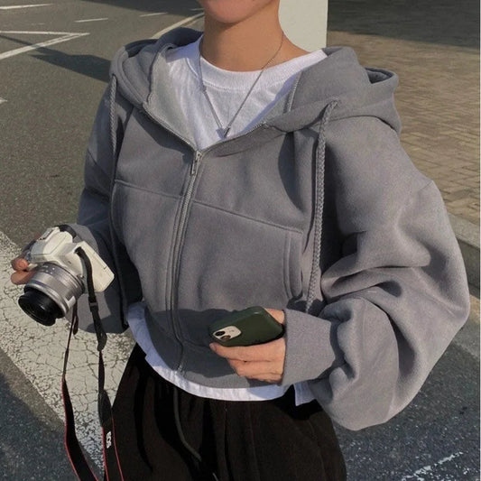 Women Hoodies//Casual Streetwear//Zip Up Sweatshirts
