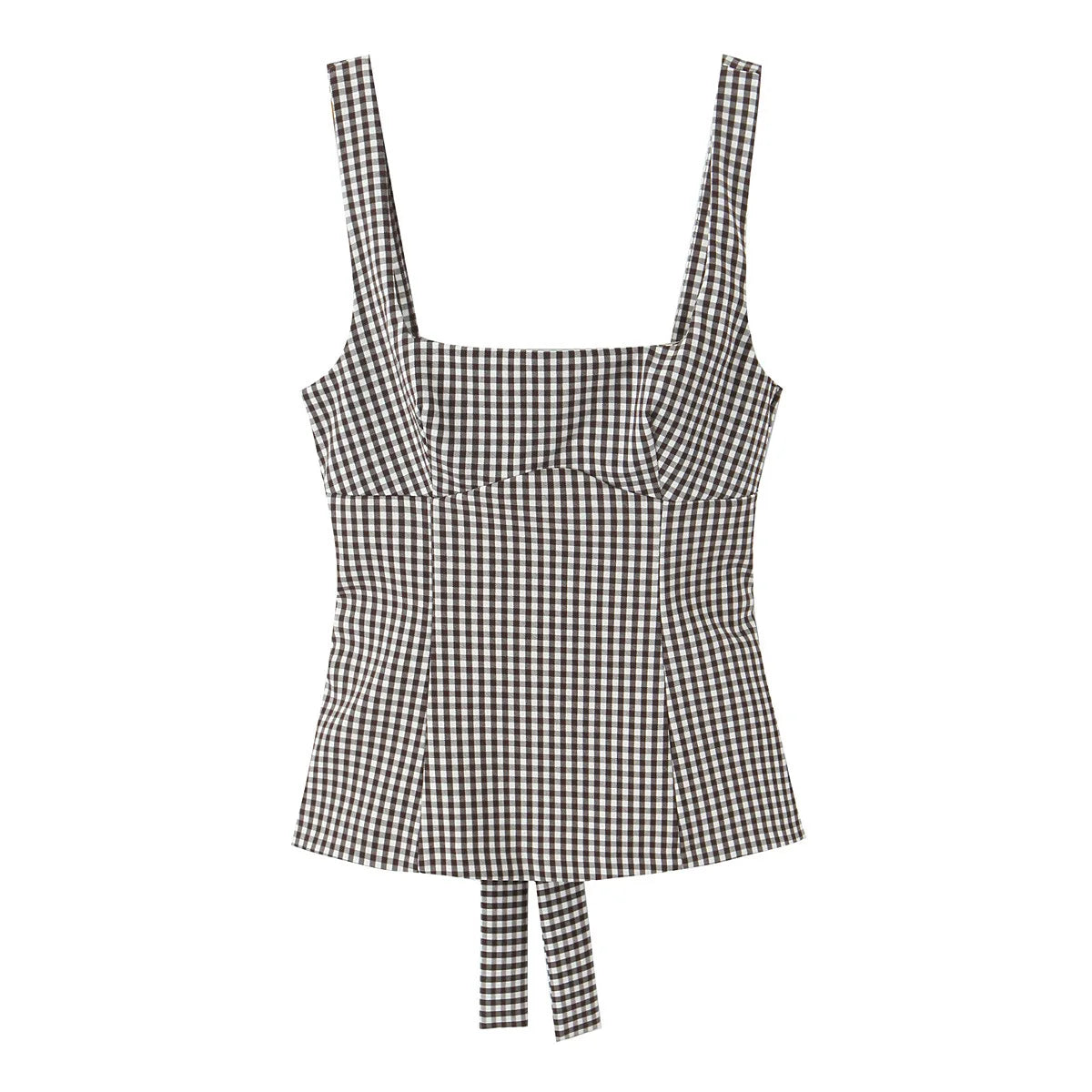 Women Bow Embellished Small Plaid Top//Summer Camisole Sleeveless Top//Women's Tank Top