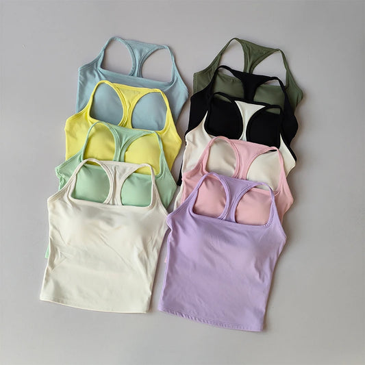 Sports and Fitness Vest with Chest Pad//Beauty Back Nude Feeling Suit//Pilates Training//Top Yoga Clothing