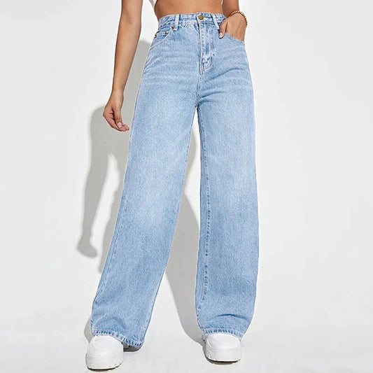Women Jeans//European And American Loose Denim Wide Leg Pants//Slim High Waist