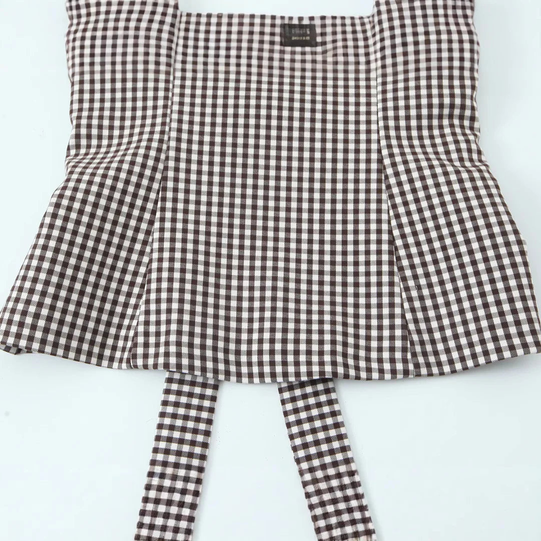 Women Bow Embellished Small Plaid Top//Summer Camisole Sleeveless Top//Women's Tank Top