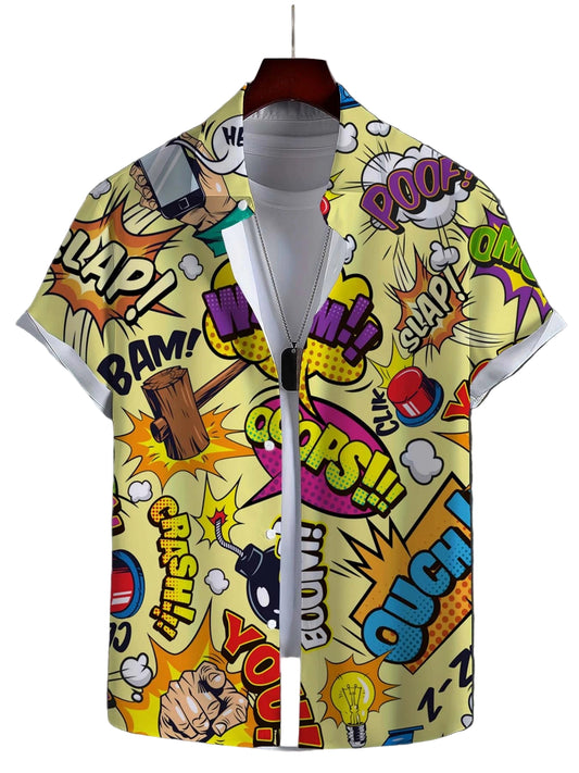 Men's Shirt//Fashion Novel//Short Sleeves Shirt//Graffiti Art