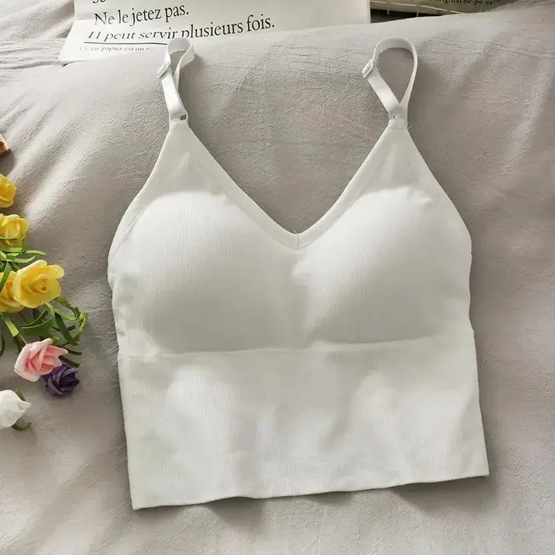 Womens Tank Top//Built in Bra//Solid Color Camis//Crop Top//Off Shoulder Sleeveless Camisole