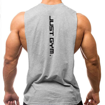 Gym Clothing Men Sides Cut Off T-shirts//Workout Fitness Sleeveless Vest//Outdoor Jogging Undershirt