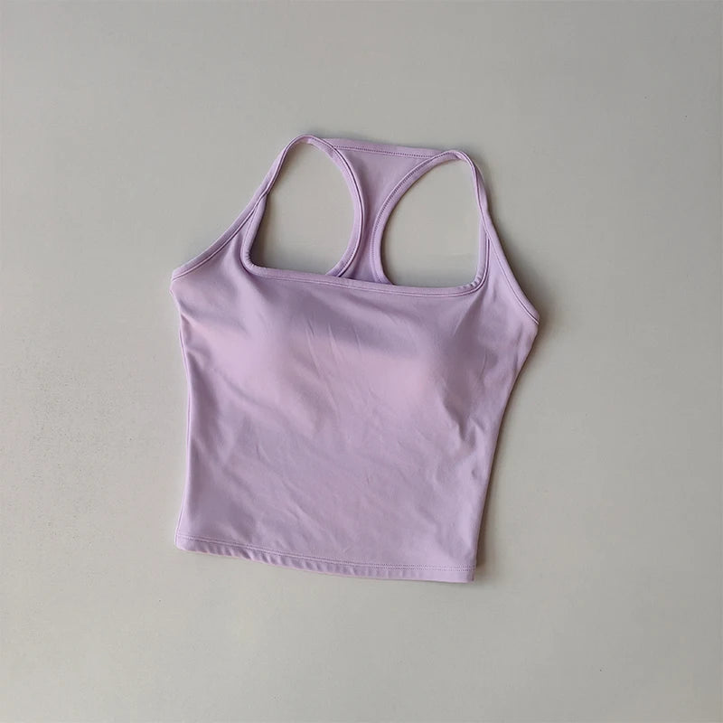 Sports and Fitness Vest with Chest Pad//Beauty Back Nude Feeling Suit//Pilates Training//Top Yoga Clothing