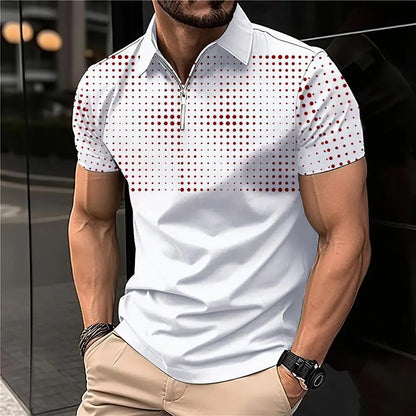 Men's 3D Printing Plain Shirt//Striped Polo Tees//Fashion Pullover Tops