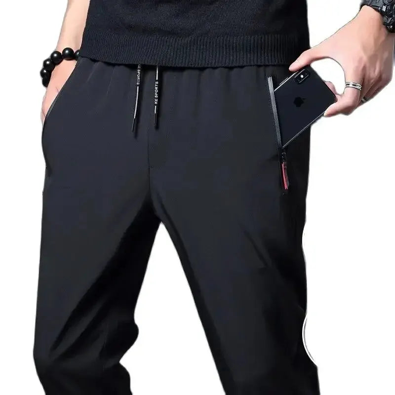 Men's Casual Pants//Straight Slim Fit Elastic Waist Jogger//Korean Classic Trousers