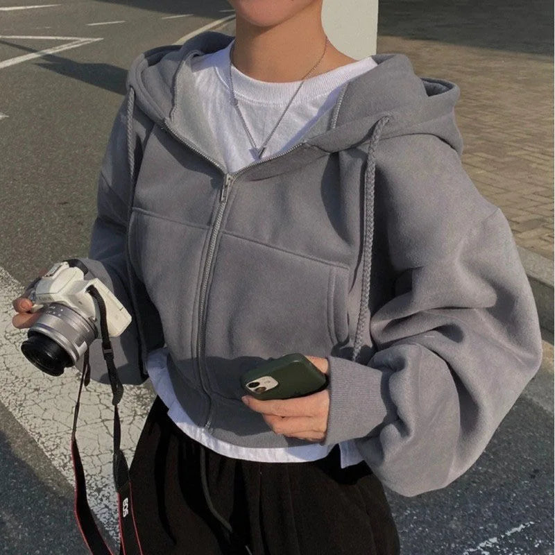 Women Hoodies//Casual Streetwear//Zip Up Sweatshirts