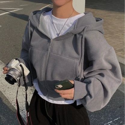 Women Hoodies//Casual Streetwear//Zip Up Sweatshirts