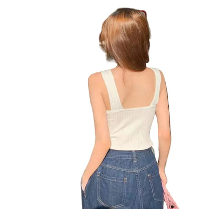 Women's Cropped Tops with Bra Pads//Summer Corset//Korean Suspenders Vest Camisole