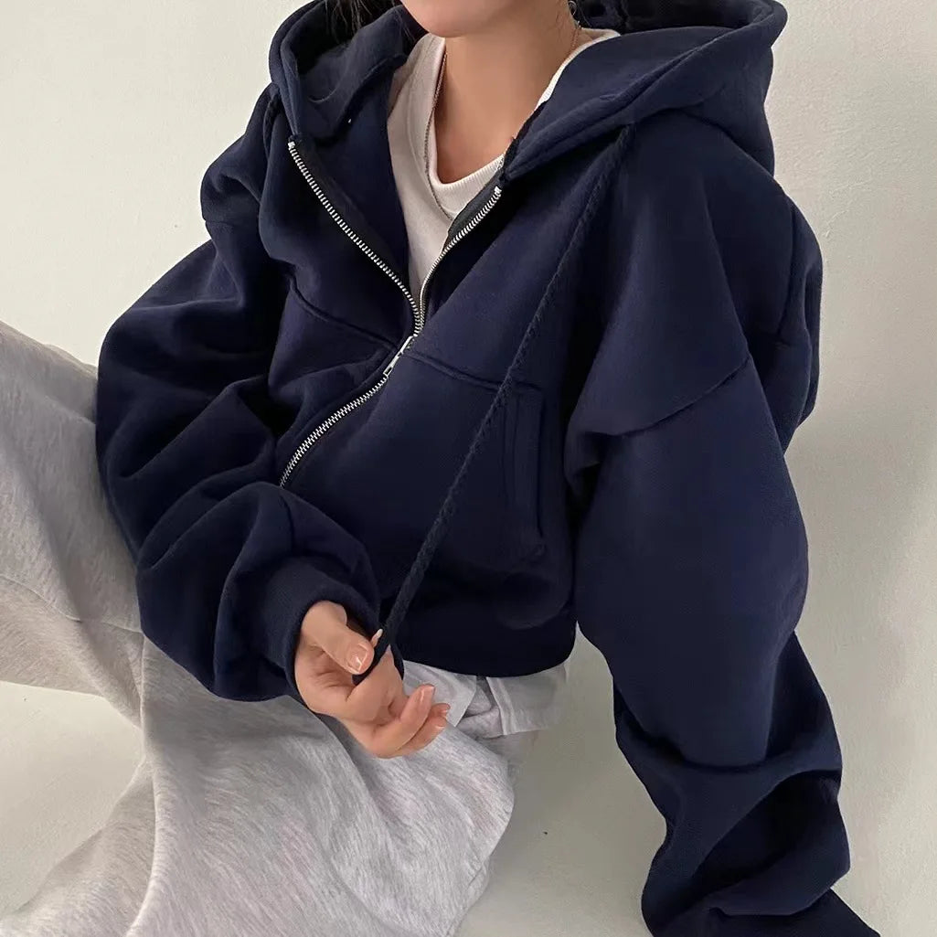 Women Hoodies//Casual Streetwear//Zip Up Sweatshirts