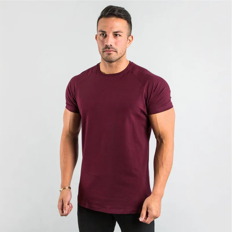 Mens T Shirt Short Sleeve//Cotton Plain Tees//Bodybuilding Tshirt