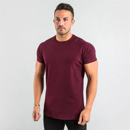 Mens T Shirt Short Sleeve//Cotton Plain Tees//Bodybuilding Tshirt
