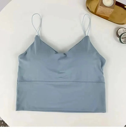 Women Camisole Ice Silk Tube Seamless Sports Tank Top//Wireless Underwear Padded Bra Bralette Vest