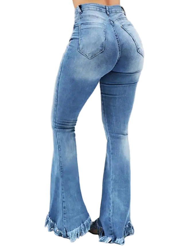 Women's Jeans//Autumn Fashion//High Waist Casual//Plain Skinny//Daily Long Bell-Bottom Jeans