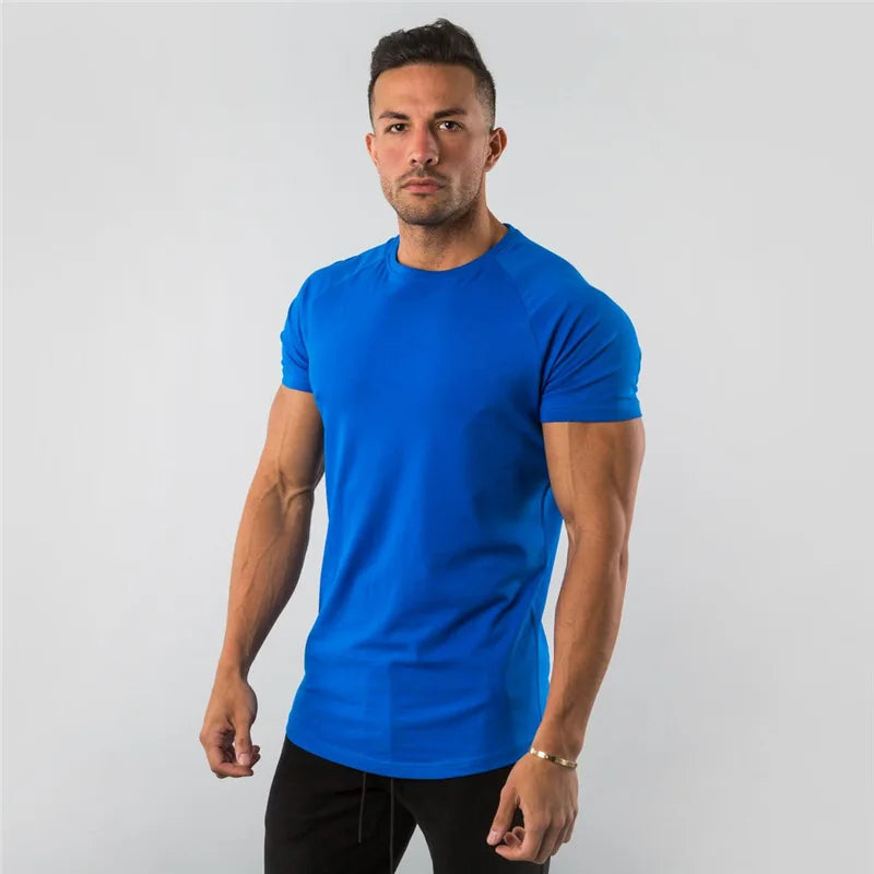 Mens T Shirt Short Sleeve//Cotton Plain Tees//Bodybuilding Tshirt