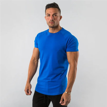 Mens T Shirt Short Sleeve//Cotton Plain Tees//Bodybuilding Tshirt
