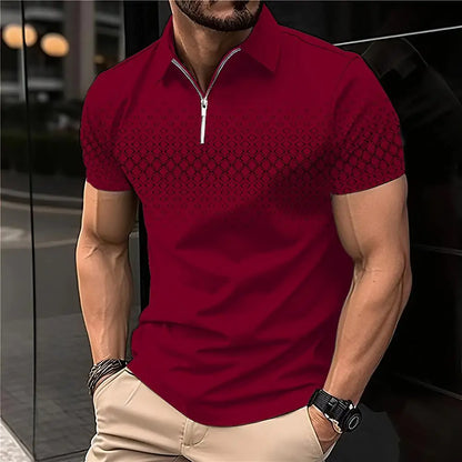 Men's 3D Printing Plain Shirt//Striped Polo Tees//Fashion Pullover Tops