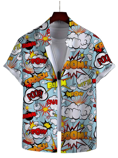 Men's Shirt//Fashion Novel//Short Sleeves Shirt//Graffiti Art