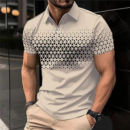 Men's 3D Printing Plain Shirt//Striped Polo Tees//Fashion Pullover Tops
