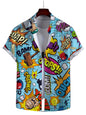 Men's Shirt//Fashion Novel//Short Sleeves Shirt//Graffiti Art