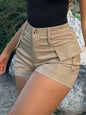 Casual Women's Short Pants//High Waist Button Streetwear//Short Pocket Cargo Shorts