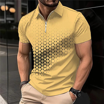 Men's 3D Printing Plain Shirt//Striped Polo Tees//Fashion Pullover Tops