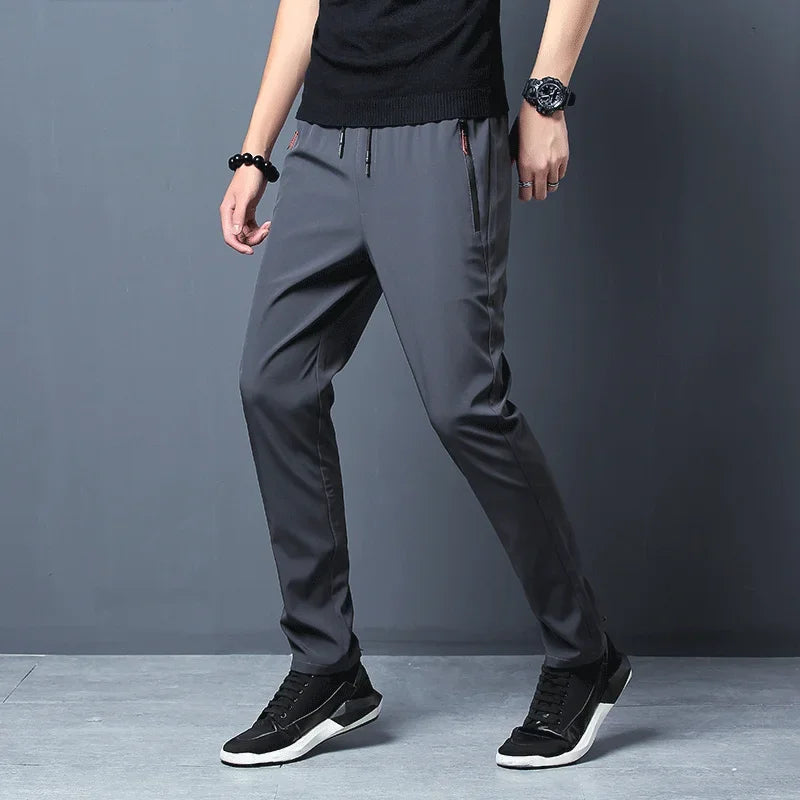 Men's Casual Pants//Straight Slim Fit Elastic Waist Jogger//Korean Classic Trousers