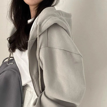 Women Hoodies//Casual Streetwear//Zip Up Sweatshirts