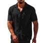 Men Casual Shirt//Summer Hot Selling//Lapel Solid Color//Short Sleeve//Breathable Sweat Absorption