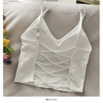 Womens Tank Top//Built in Bra//Solid Color Camis//Crop Top//Off Shoulder Sleeveless Camisole
