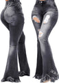 Women's Jeans//Autumn Fashion//High Waist Casual//Plain Skinny//Daily Long Bell-Bottom Jeans