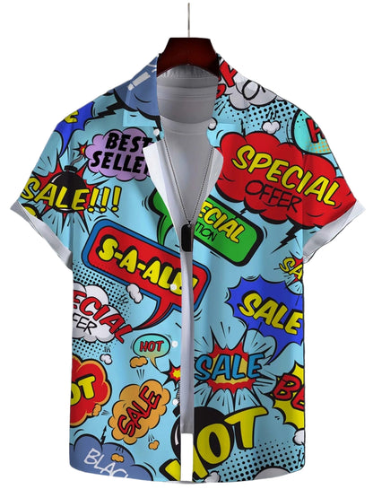 Men's Shirt//Fashion Novel//Short Sleeves Shirt//Graffiti Art