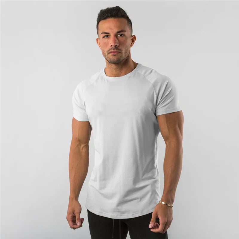 Mens T Shirt Short Sleeve//Cotton Plain Tees//Bodybuilding Tshirt