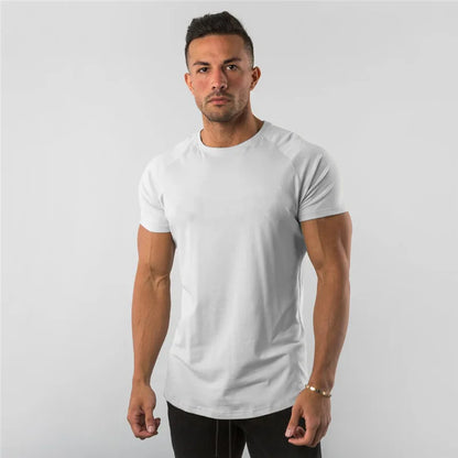 Mens T Shirt Short Sleeve//Cotton Plain Tees//Bodybuilding Tshirt
