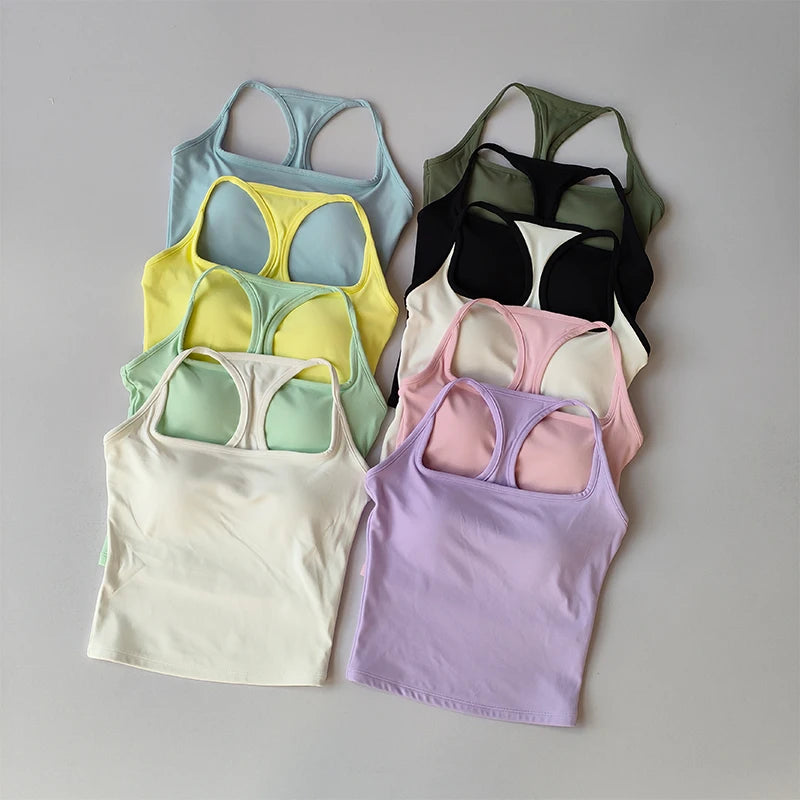 Sports and Fitness Vest with Chest Pad//Beauty Back Nude Feeling Suit//Pilates Training//Top Yoga Clothing