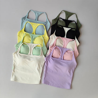 Sports and Fitness Vest with Chest Pad//Beauty Back Nude Feeling Suit//Pilates Training//Top Yoga Clothing