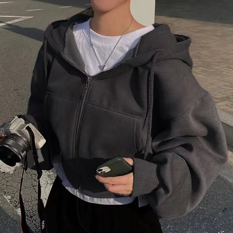 Women Hoodies//Casual Streetwear//Zip Up Sweatshirts