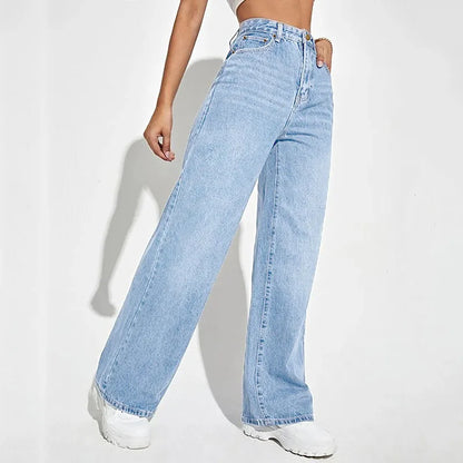 Women Jeans//European And American Loose Denim Wide Leg Pants//Slim High Waist