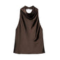 Halter Tops for Women//Black Satin//Backless Top//Summer Beach Top//Woman off Shoulder Camisole Top