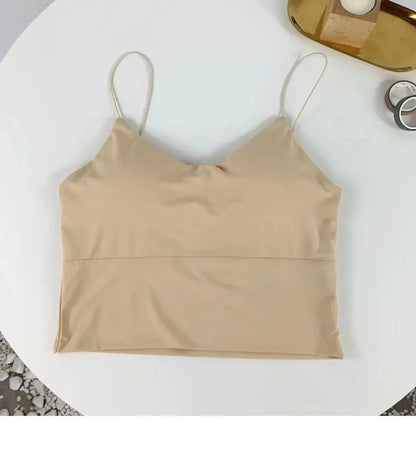 Women Camisole Ice Silk Tube Seamless Sports Tank Top//Wireless Underwear Padded Bra Bralette Vest