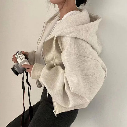Women Hoodies//Casual Streetwear//Zip Up Sweatshirts