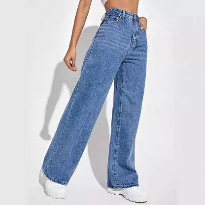 Women Jeans//European And American Loose Denim Wide Leg Pants//Slim High Waist