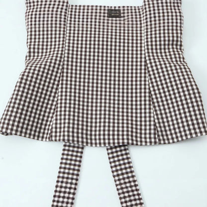 Women Bow Embellished Small Plaid Top//Summer Camisole Sleeveless Top//Women's Tank Top
