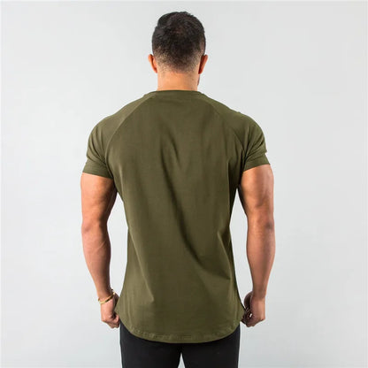 Mens T Shirt Short Sleeve//Cotton Plain Tees//Bodybuilding Tshirt