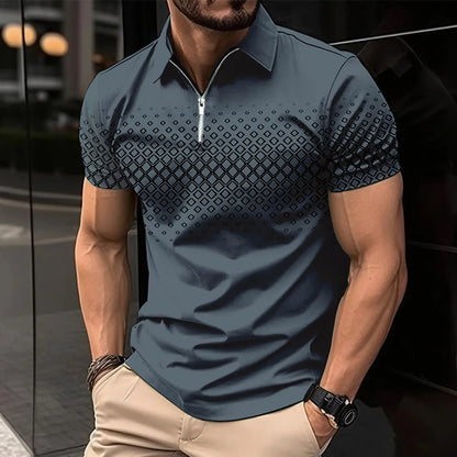Men's 3D Printing Plain Shirt//Striped Polo Tees//Fashion Pullover Tops