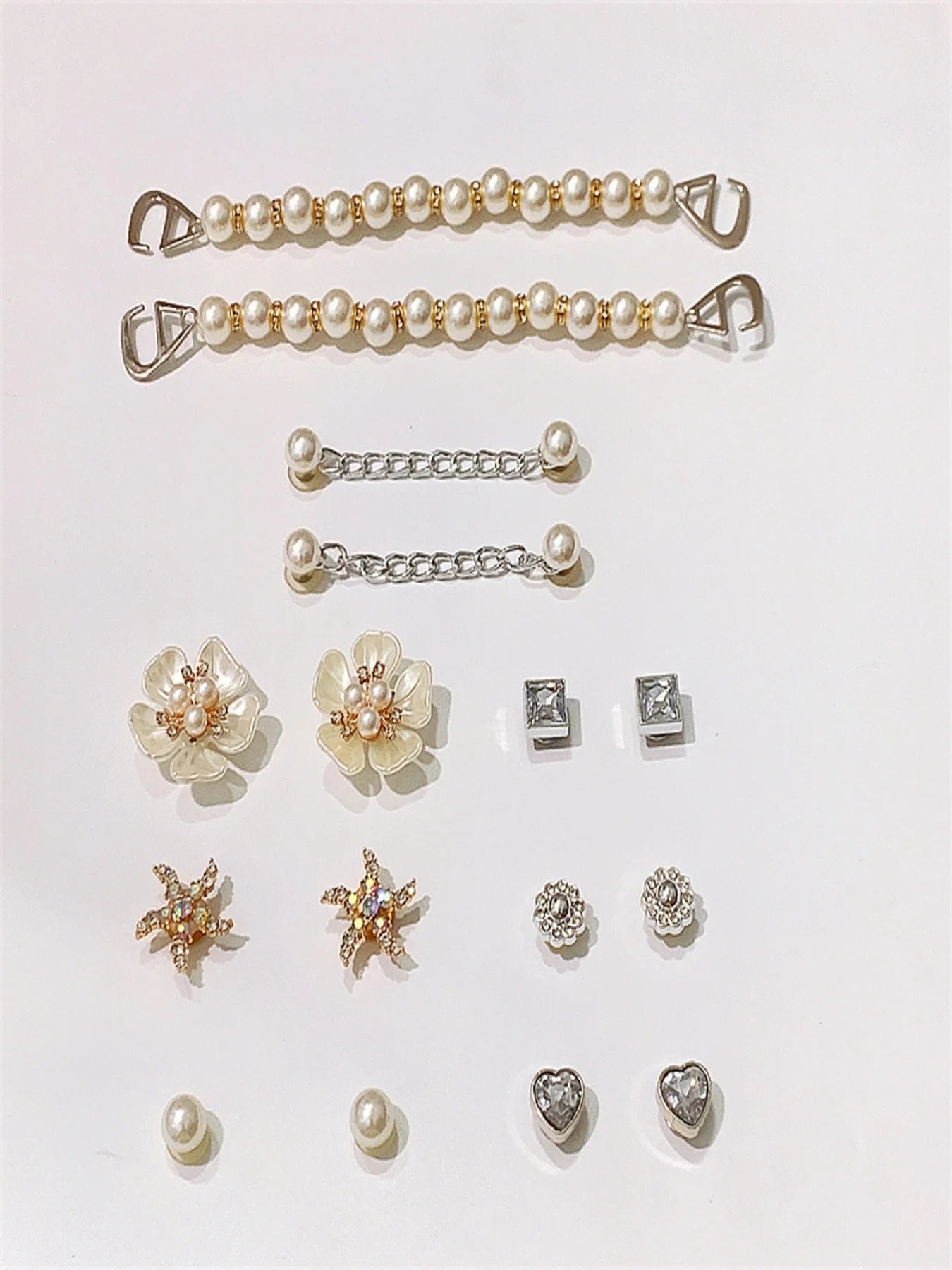 Crocs//14-Piece Set of Exquisite Crocs Accessories//Five-Leaf Flower Starfish Chain//Diamond Beads//Suitable for Women's Crocs//Flip-Flops