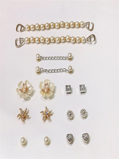 Crocs//14-Piece Set of Exquisite Crocs Accessories//Five-Leaf Flower Starfish Chain//Diamond Beads//Suitable for Women's Crocs//Flip-Flops