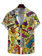Men's Shirt//Fashion Novel//Short Sleeves Shirt//Graffiti Art