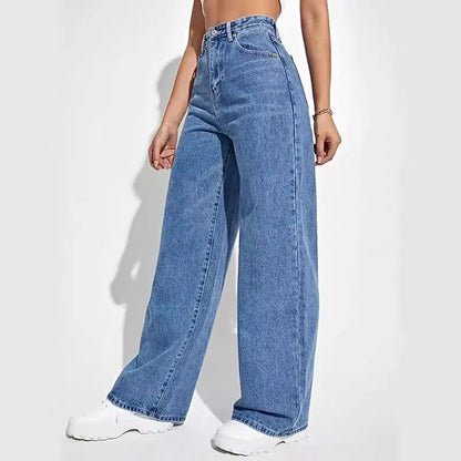 Women Jeans//European And American Loose Denim Wide Leg Pants//Slim High Waist